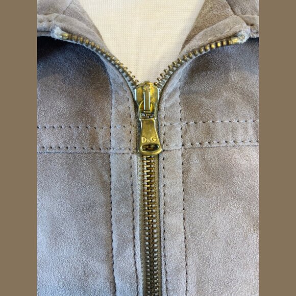 D&G Women's Tan Suede Bomber Style Jacket - Women Italian Size 44 - Picture 10 of 16